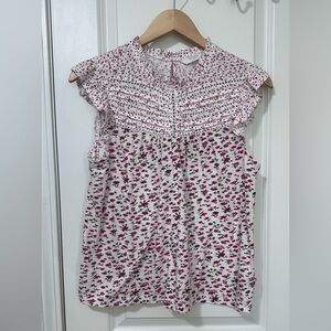 Lucky Brand Women’s Flutter Sleeve Floral Top- Size Medium